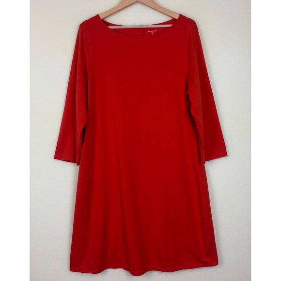 Garnet Hill Womens Dress Size Large Orange Stretch Cotton Modal Comfort Minimal - Picture 1 of 8